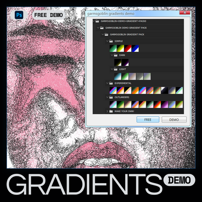 Gradient selection interface with a stylized face in the background